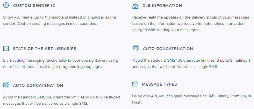 Message Bird SMS Gateway Features